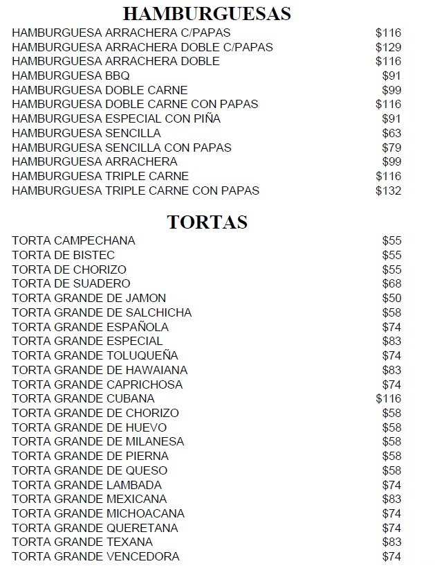 Menú impreso