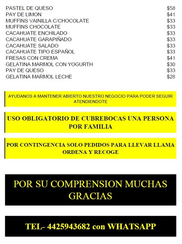Menú impreso