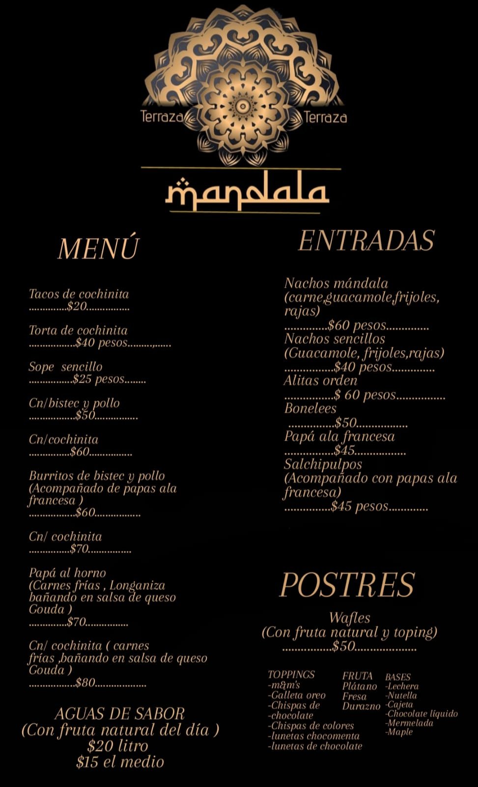 Menú impreso