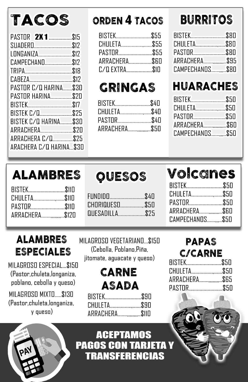 Menú impreso