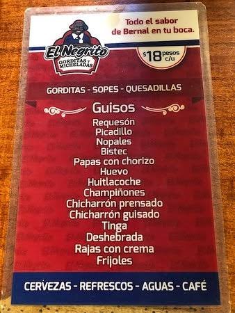 Menú impreso