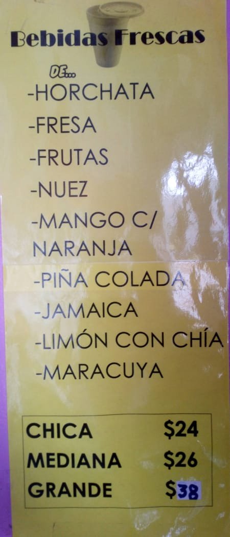 Menú impreso