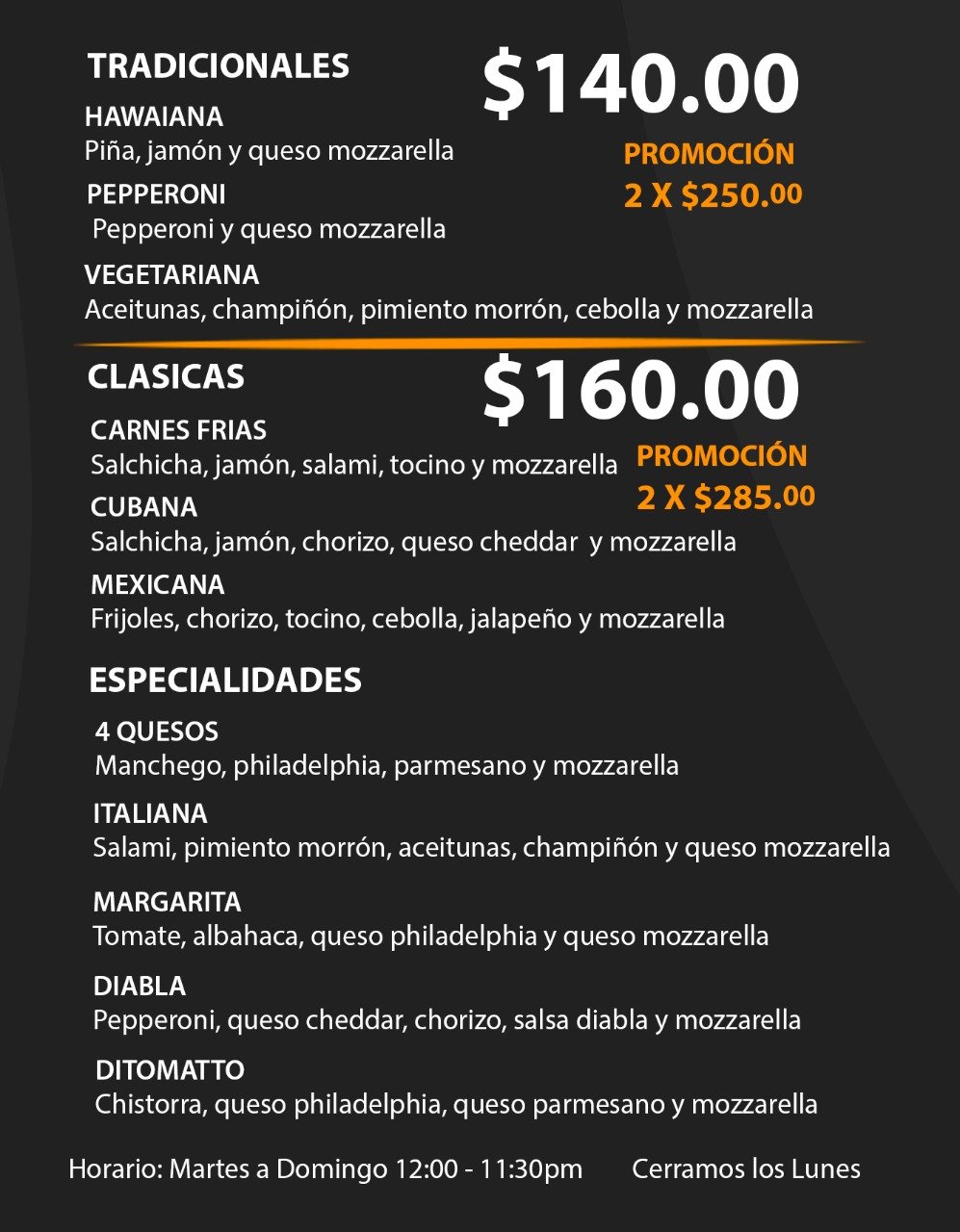 Menú impreso