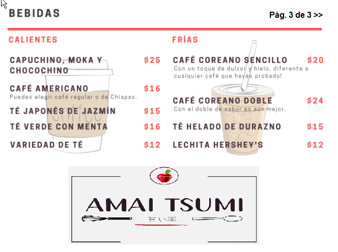 Menú impreso