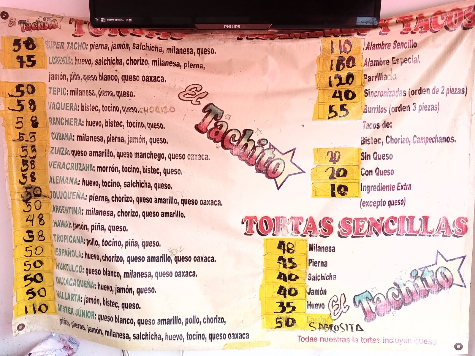 Menú impreso