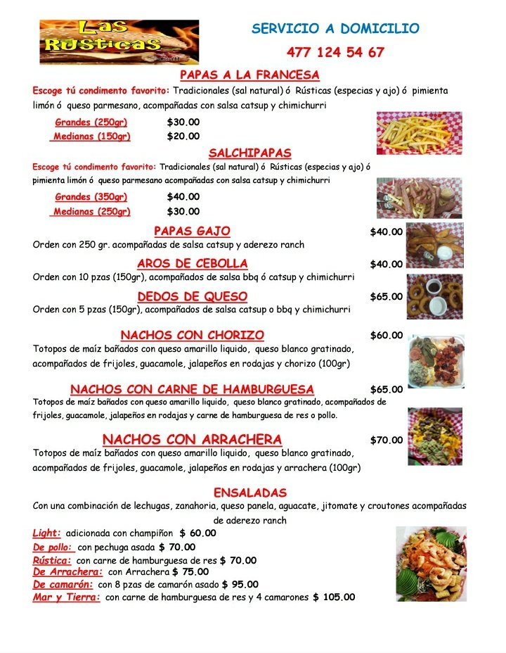 Menú impreso