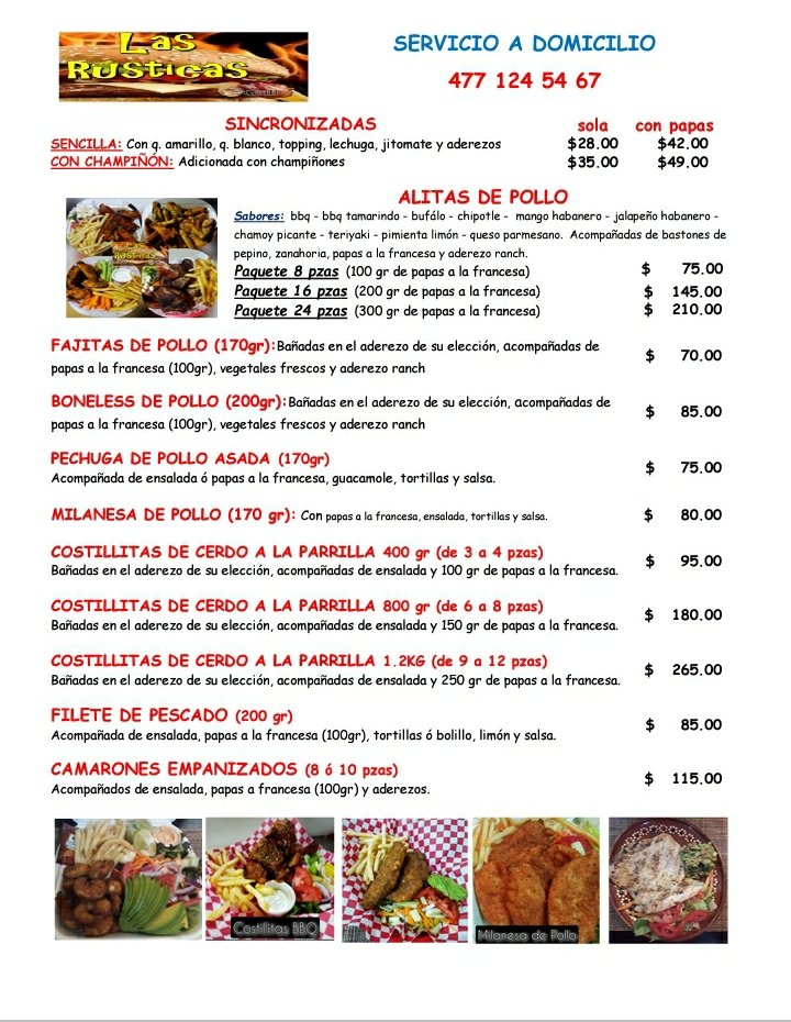 Menú impreso