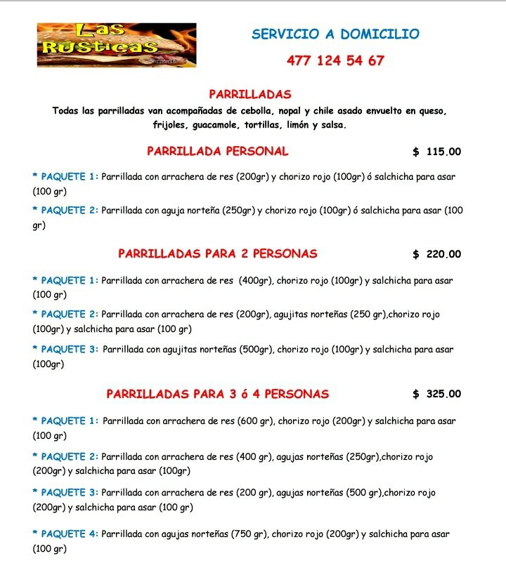 Menú impreso
