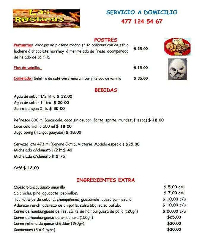 Menú impreso