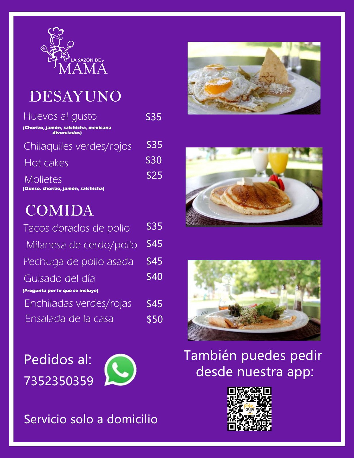 Menú impreso