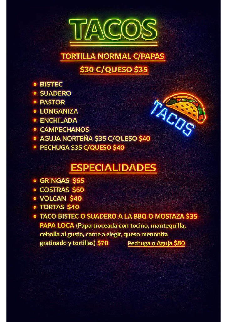 Menú impreso